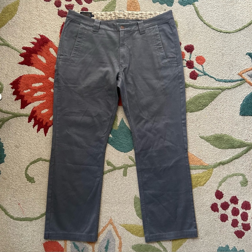 Pendleton Gray Flat Front Cotton Canvas Utility Pants Size 38x29.5Actual 36x29.5